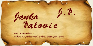 Janko Malović vizit kartica